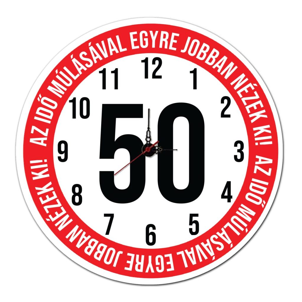 50. szülinapi ajándék - sebességkorlátozó fali óra - szülinapi ajándékok