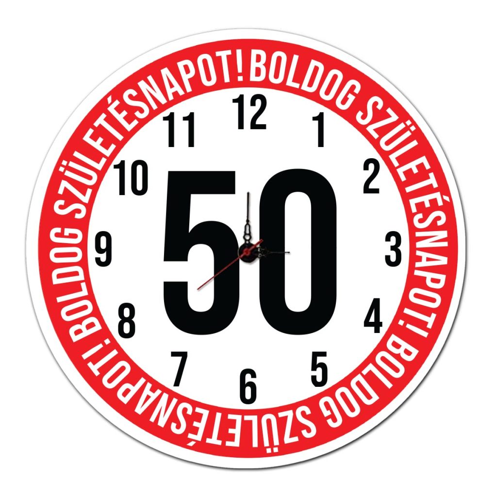 50. szülinapi ajándék - sebességkorlátozó fali óra - szülinapi ajándékok