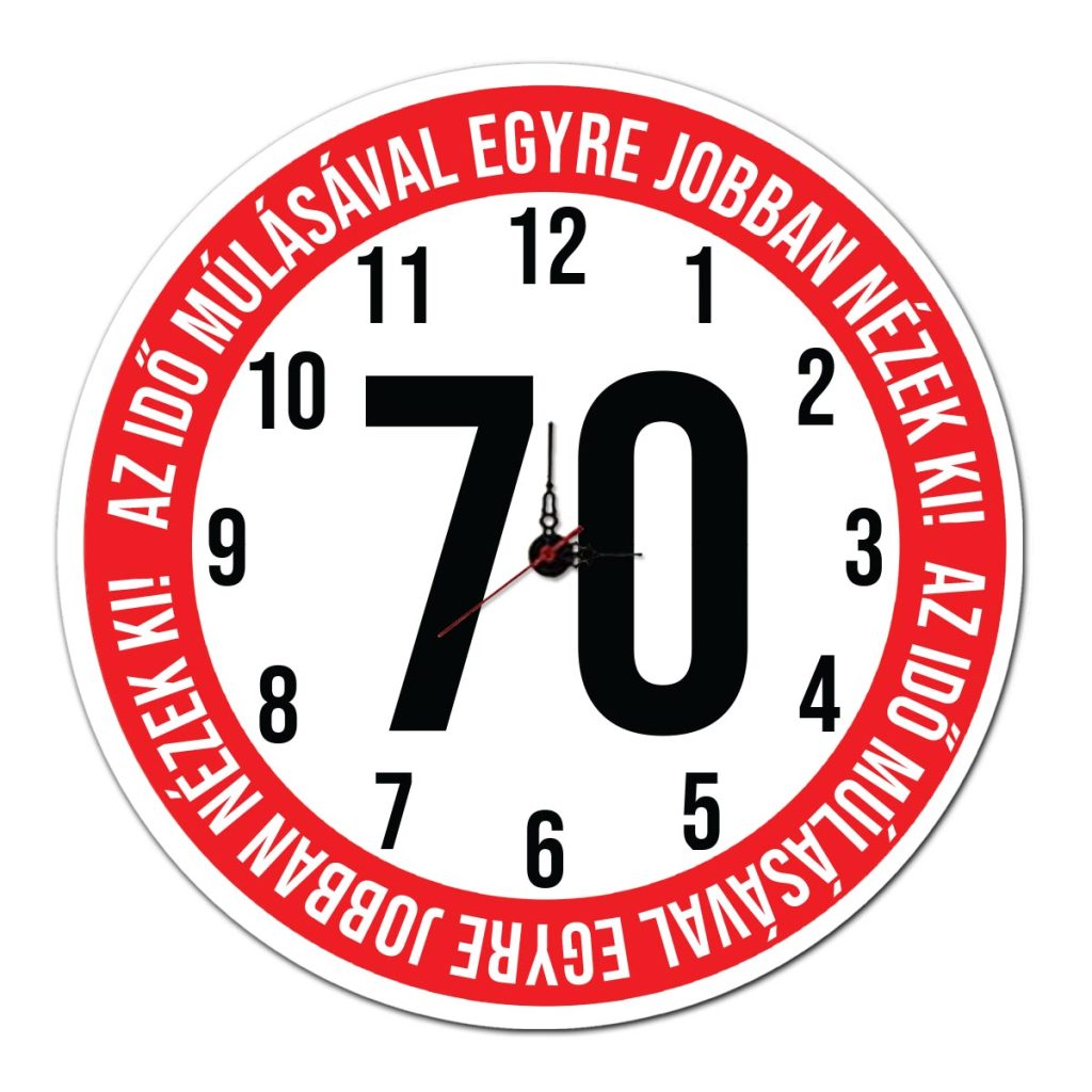 70. szülinapi ajándék - sebességkorlátozó fali óra - szülinapi ajándékok