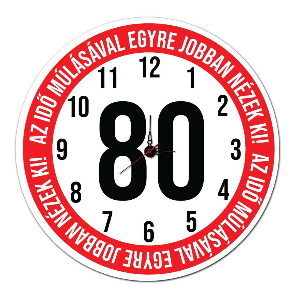80. szülinapi ajándék - sebességkorlátozó fali óra - szülinapi ajándékok