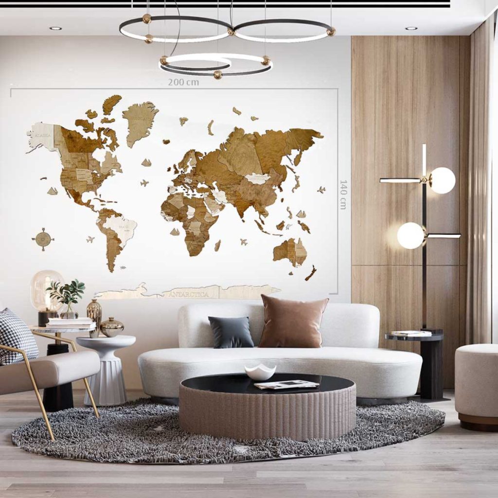 világtérkép - wood world map - fa - fali dekorácuó