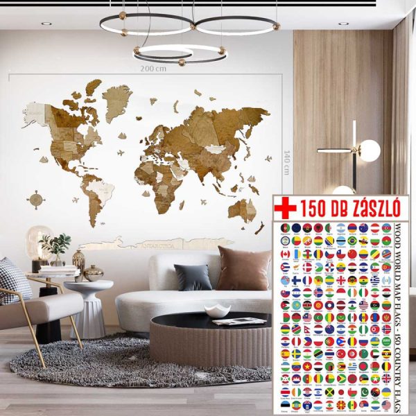 világtérkép - wood world map - fa - fali dekorácuó