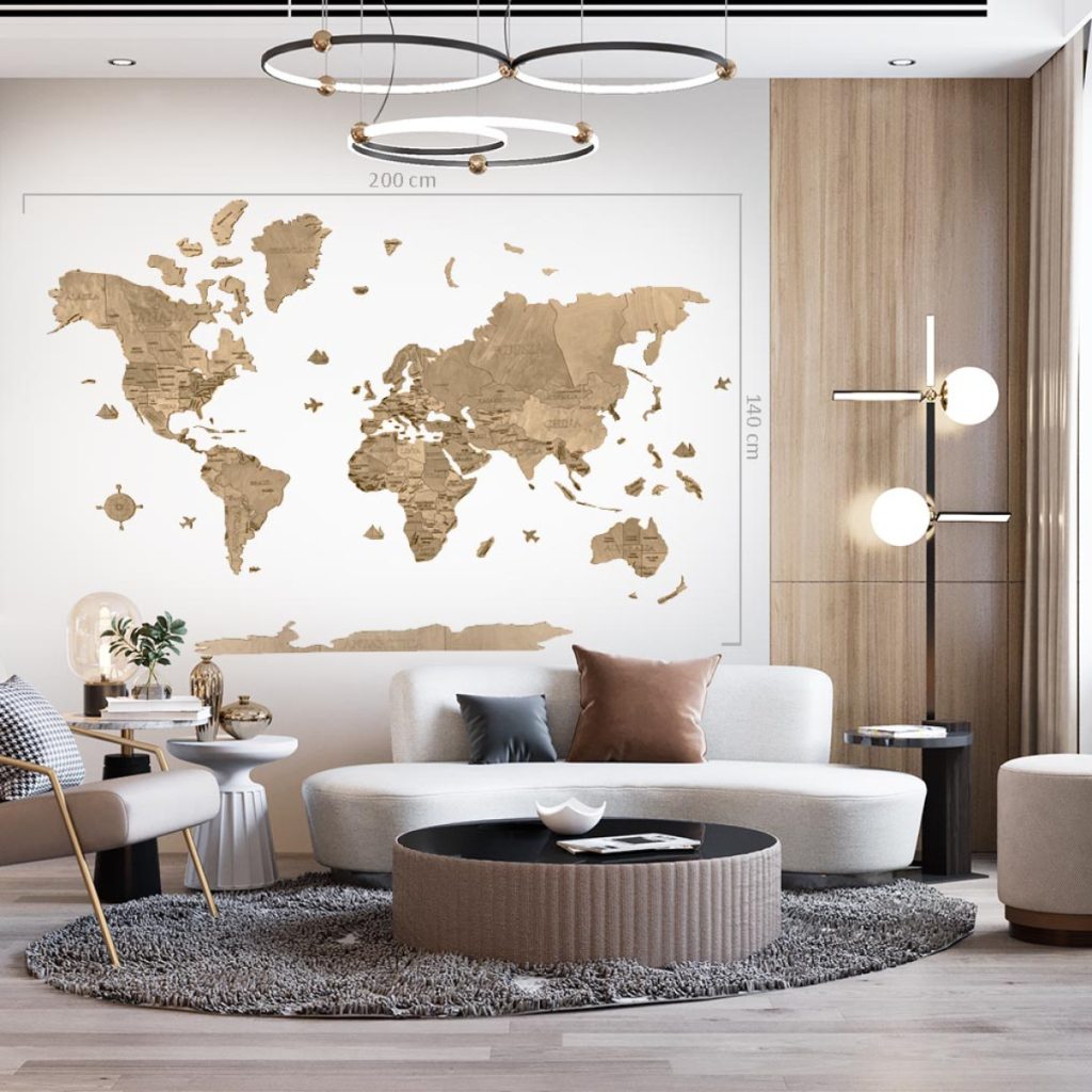 világtérkép - wood world map - fa - fali dekoráció