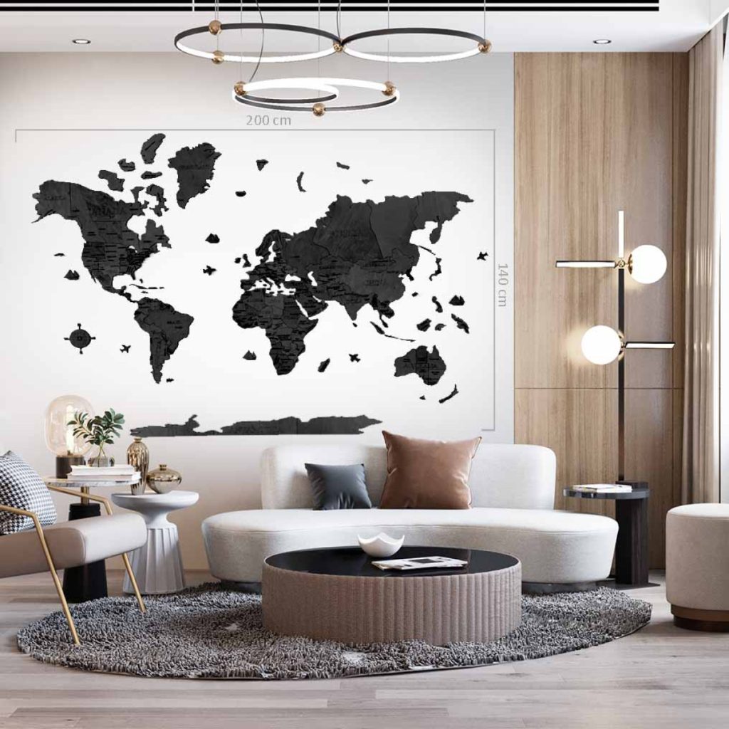 világtérkép - wood world map - fa - fali dekoráció