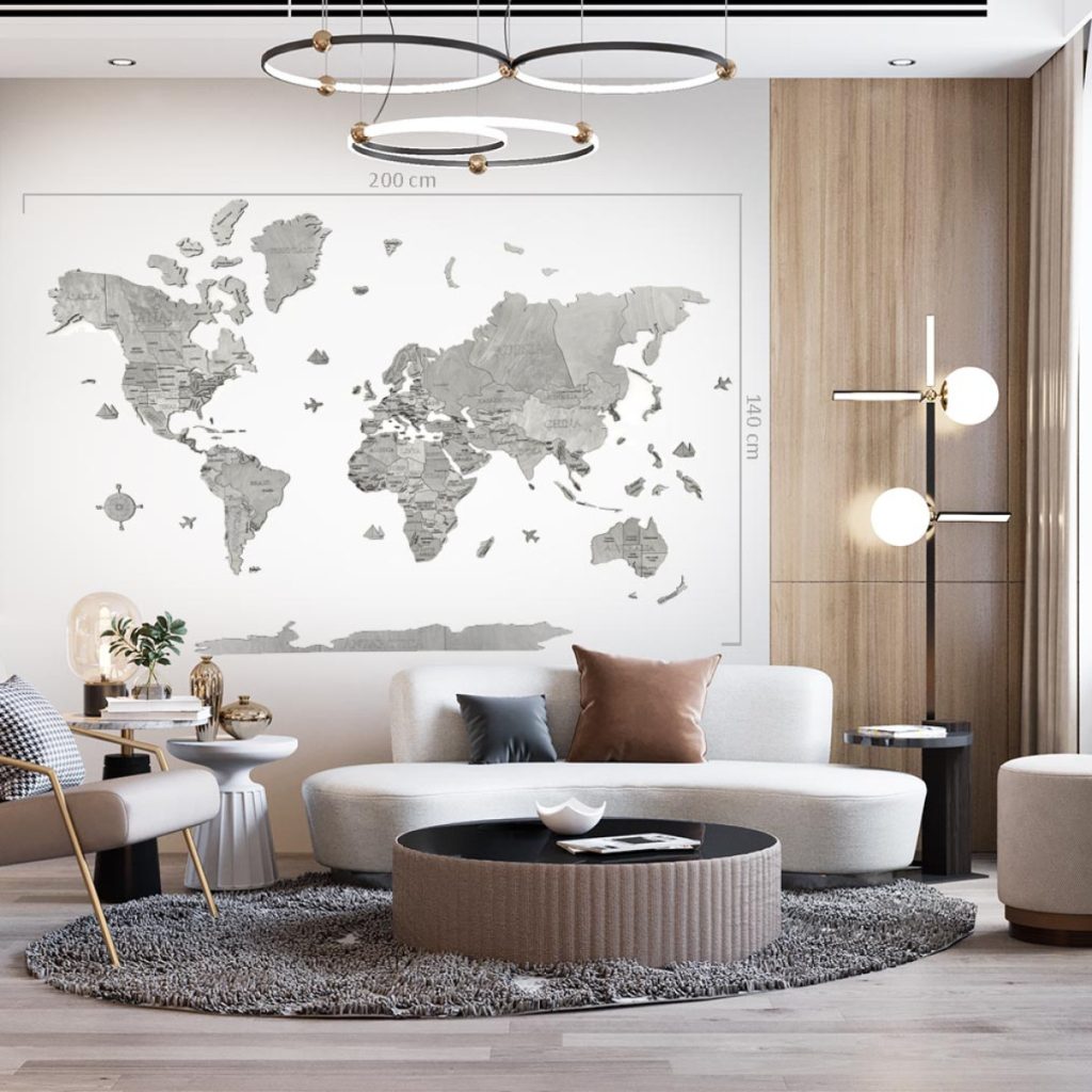 világtérkép - wood world map - fa - fali dekoráció