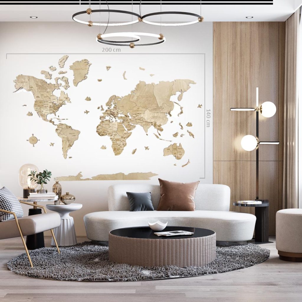 világtérkép - wood world map - fa - fali dekoráció