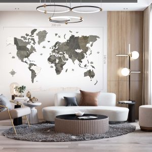 fa világtérkép - wood world map - szürke - fa dekoráció falra